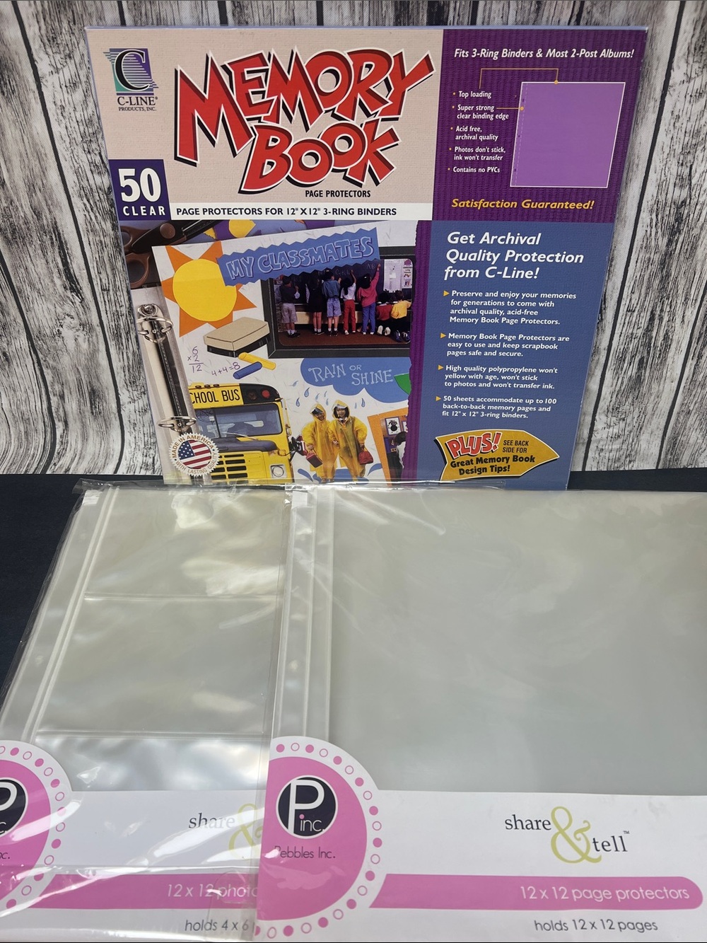 C-Line Memory Book 12x12 Clear Page Protectors - & 4x6 photo protectors